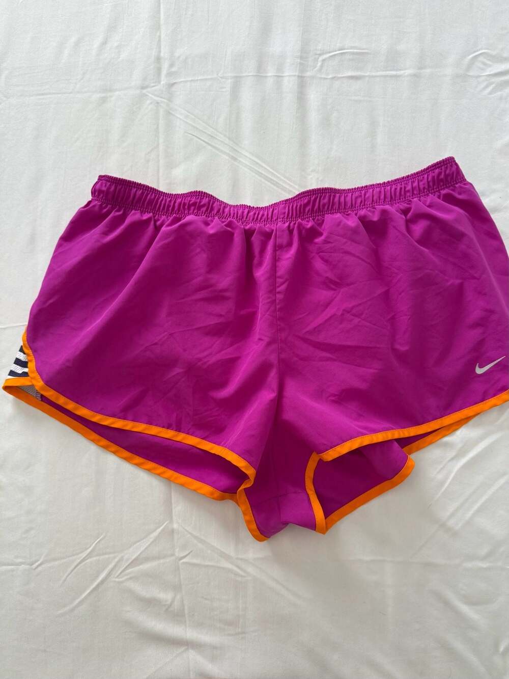 Nike Dri-FIT Running Shorts Women's Size Large Purple Orange Striped